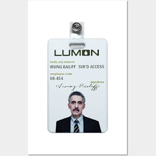 Severance series lumon industries IRVING BAILIFF Badge fan works graphic design by ironpalette Posters and Art